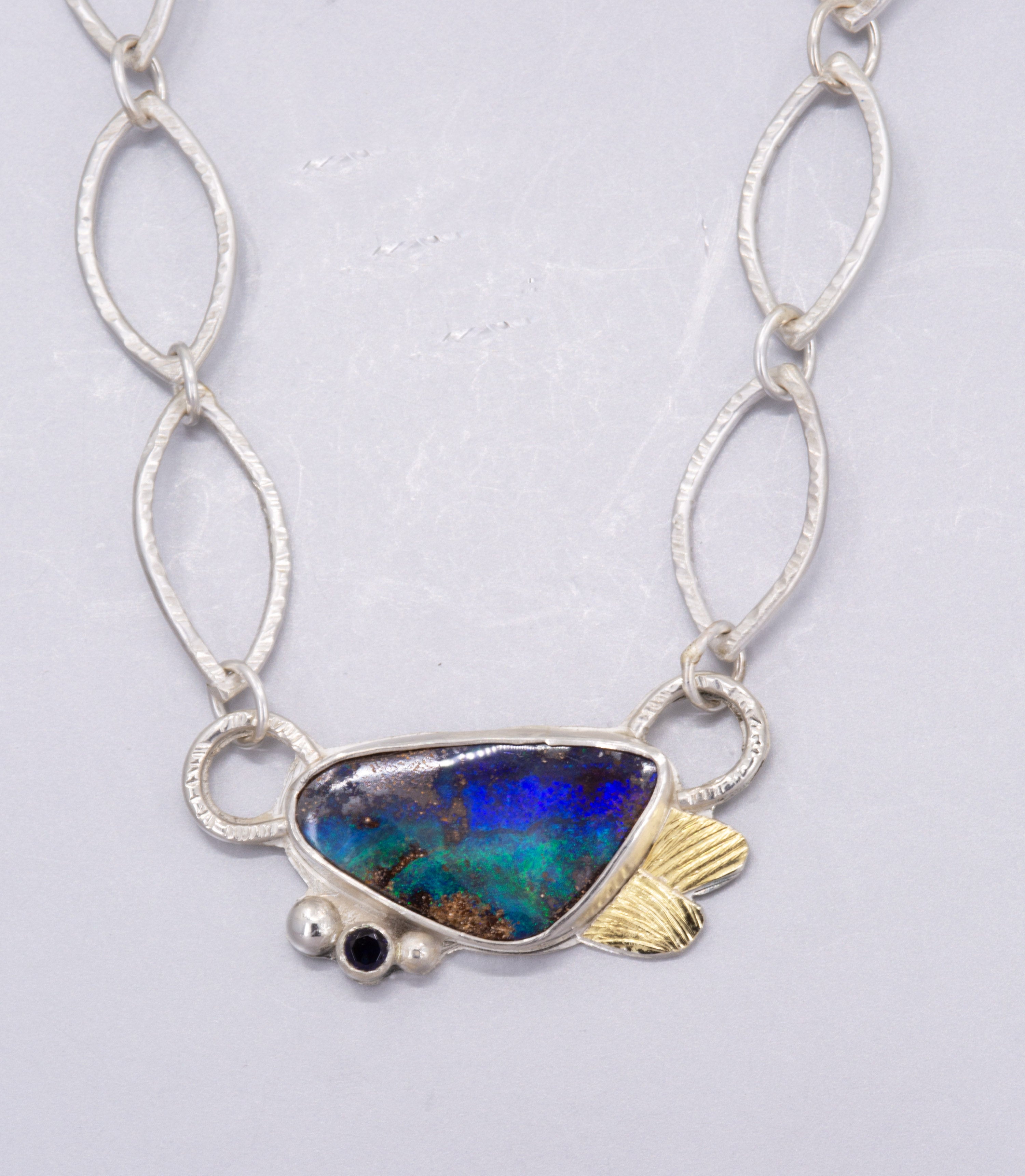 Boulder Opal Necklace | Sapphire, 18K Gold & Sterling Silver