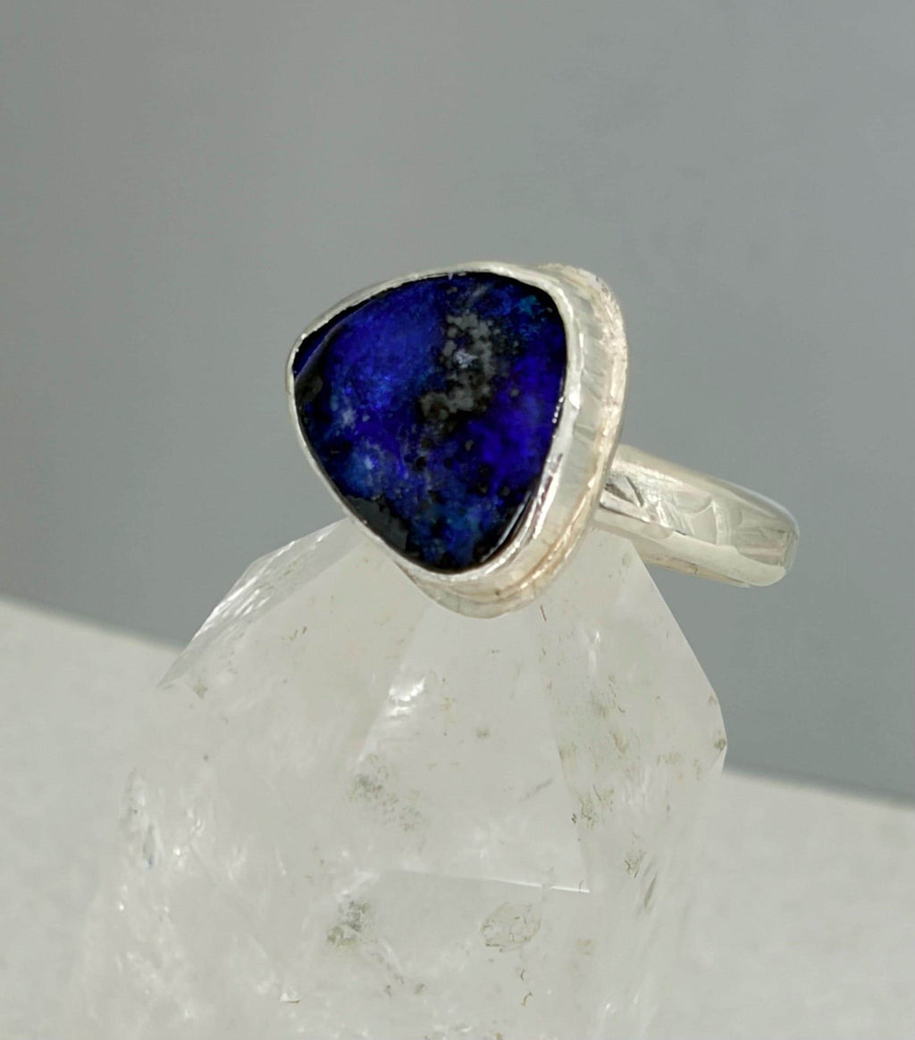 Boulder Opal Statement Ring, Royal Blue Sterling Silver, Size 8