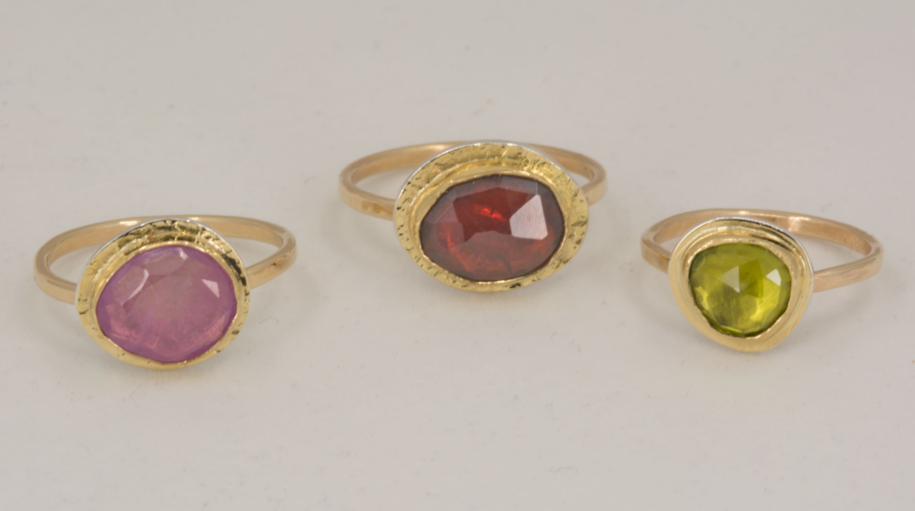 Rhodolite Garnet Ring: Rose Cut Gemstone, 18K Gold & Sterling Silver, US Size 6.5