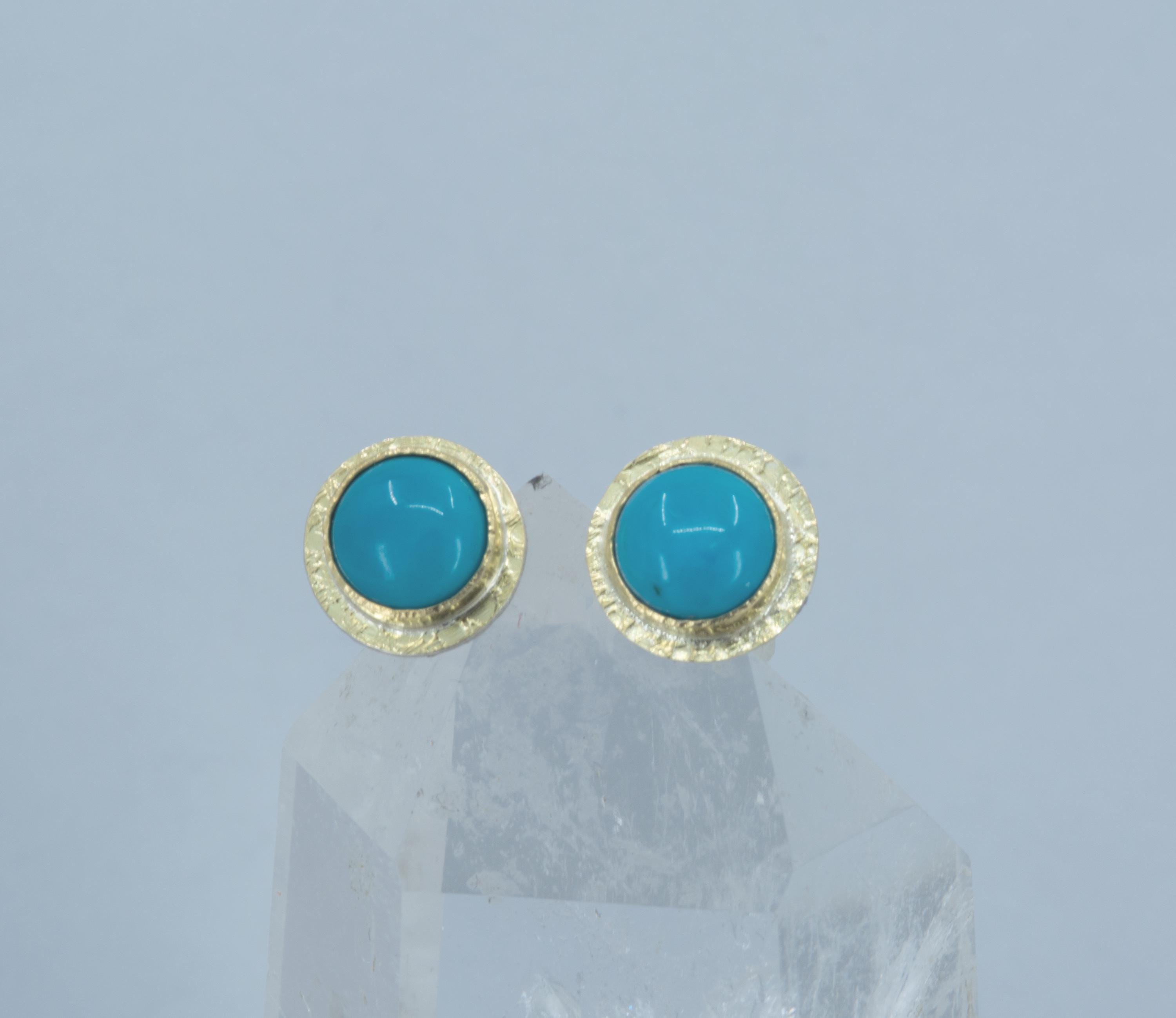Sleeping Beauty Turquoise Stud Earrings: 18K Gold, Sterling Silver