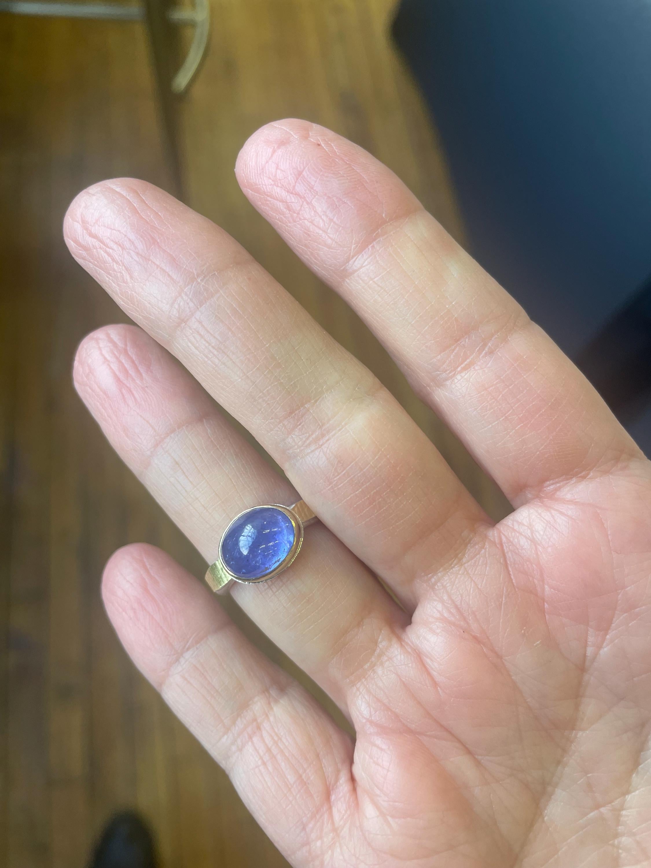 Tanzanite Ring in 18k Gold and Sterling, Statement Ring, US Size 7.5