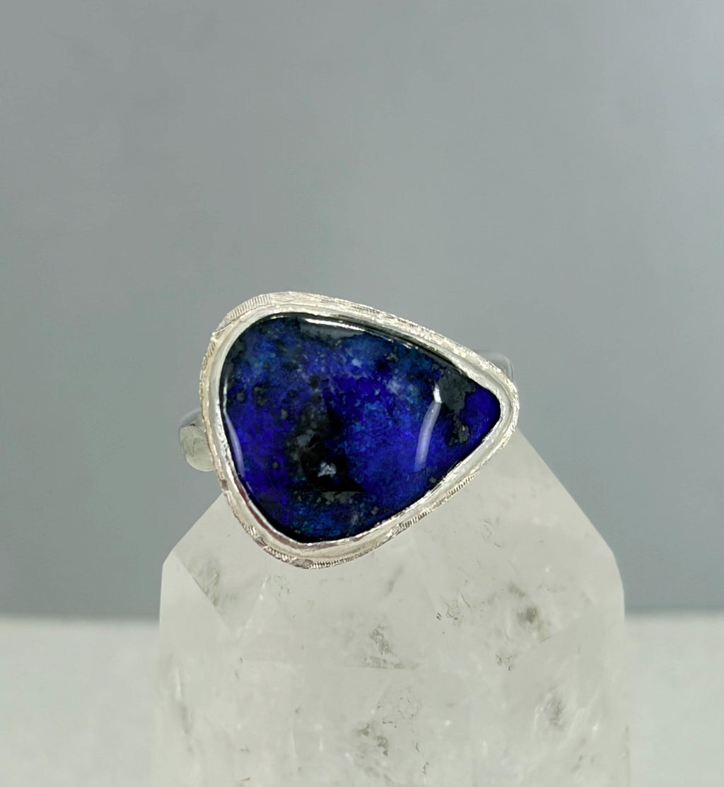 Boulder Opal Statement Ring, Royal Blue Sterling Silver, Size 8