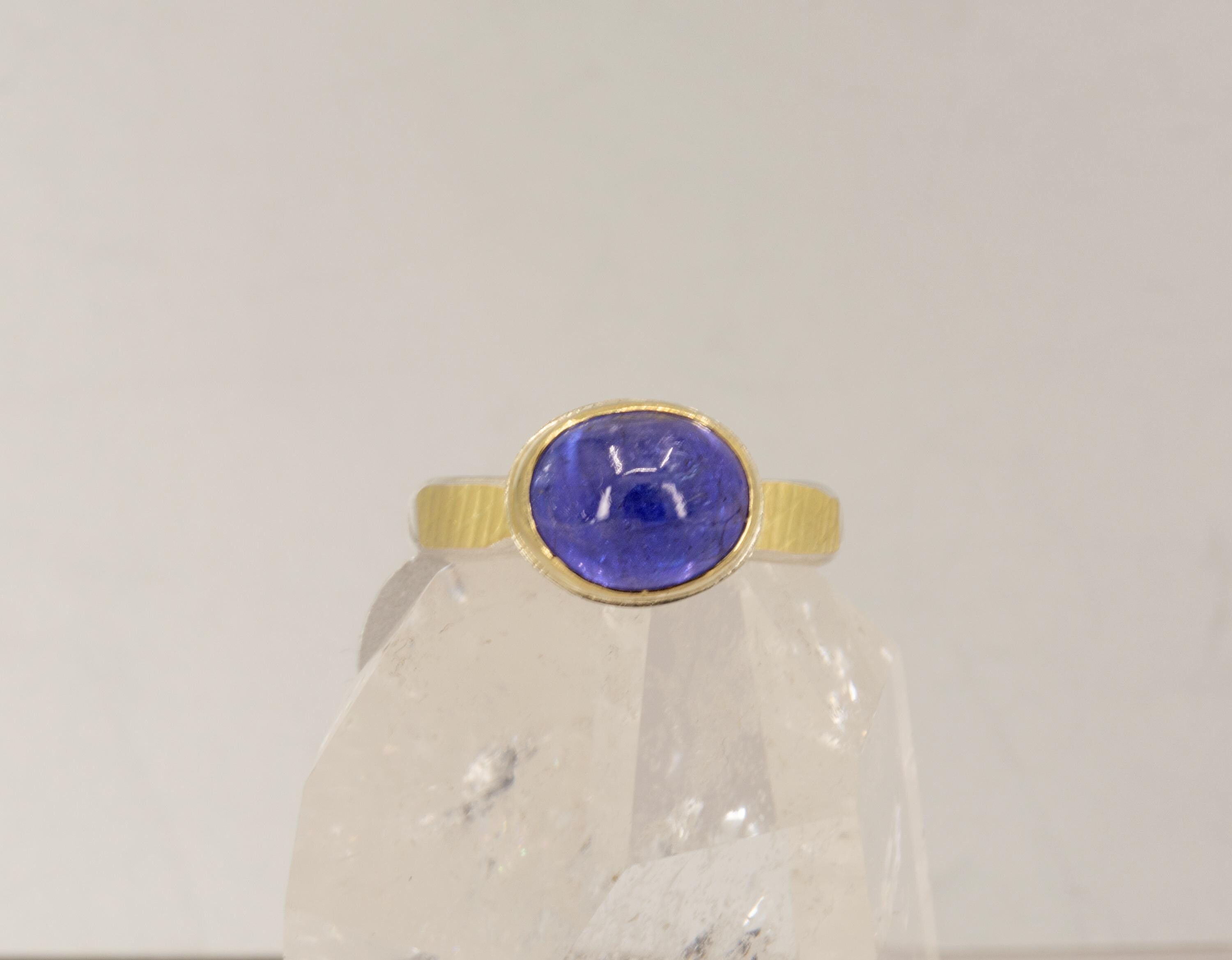 Tanzanite Ring in 18k Gold and Sterling, Statement Ring, US Size 7.5