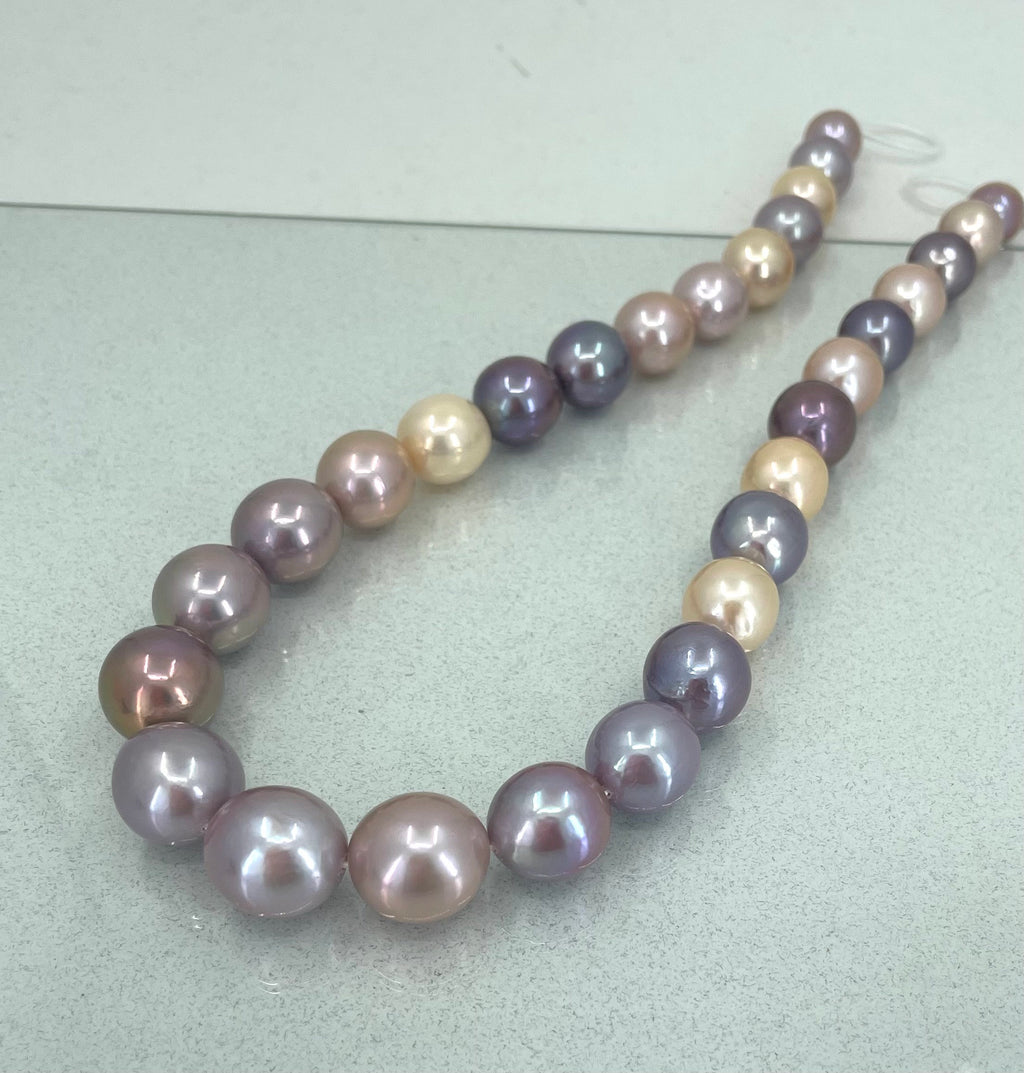 Edison Pearl Necklace: 14K Gold Clasp, Multi Color Freshwater Pearls