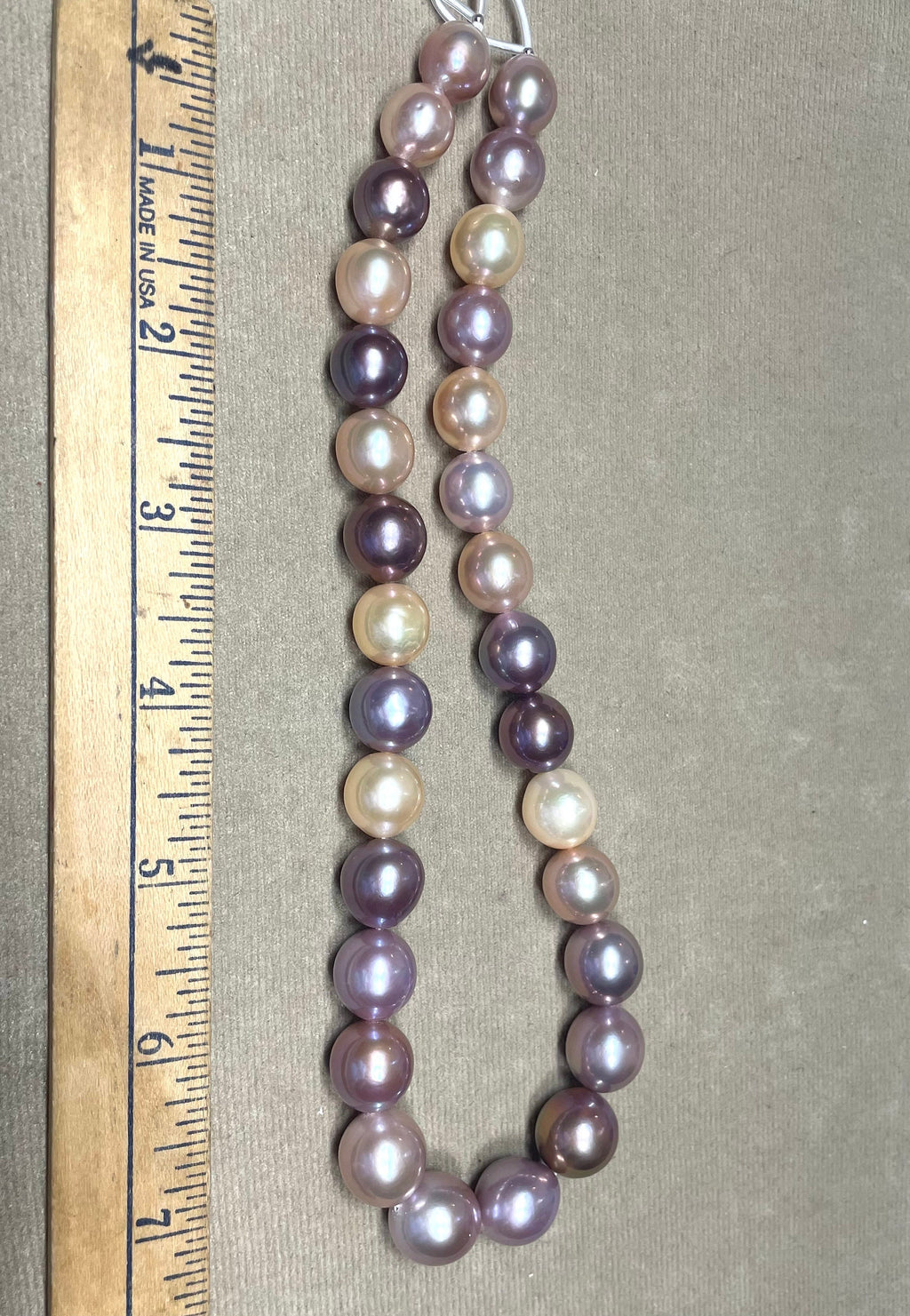 Edison Pearl Necklace: 14K Gold Clasp, Multi Color Freshwater Pearls
