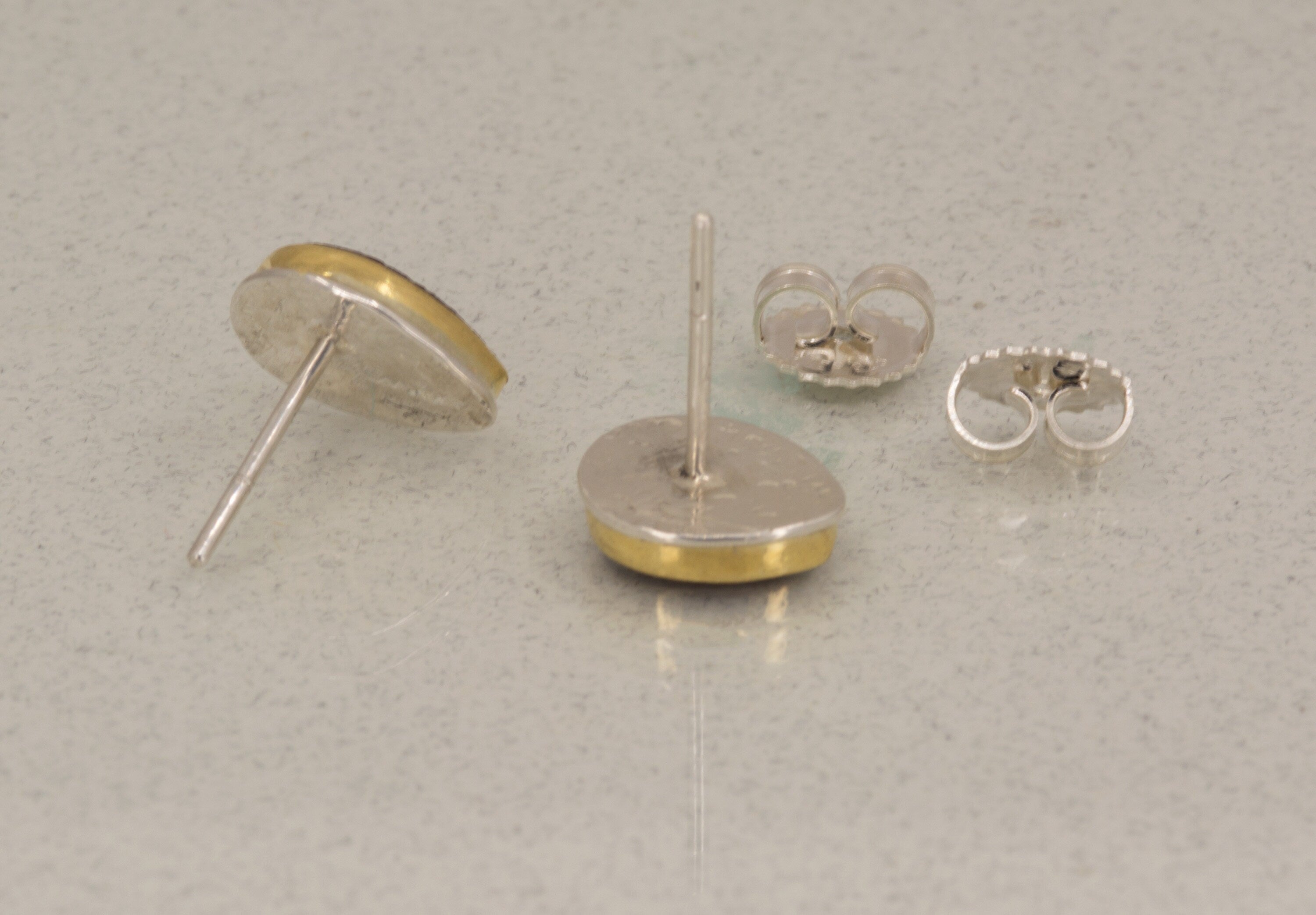 18K Gold Watermelon Tourmaline Earrings: Argentium Sterling Silver Studs