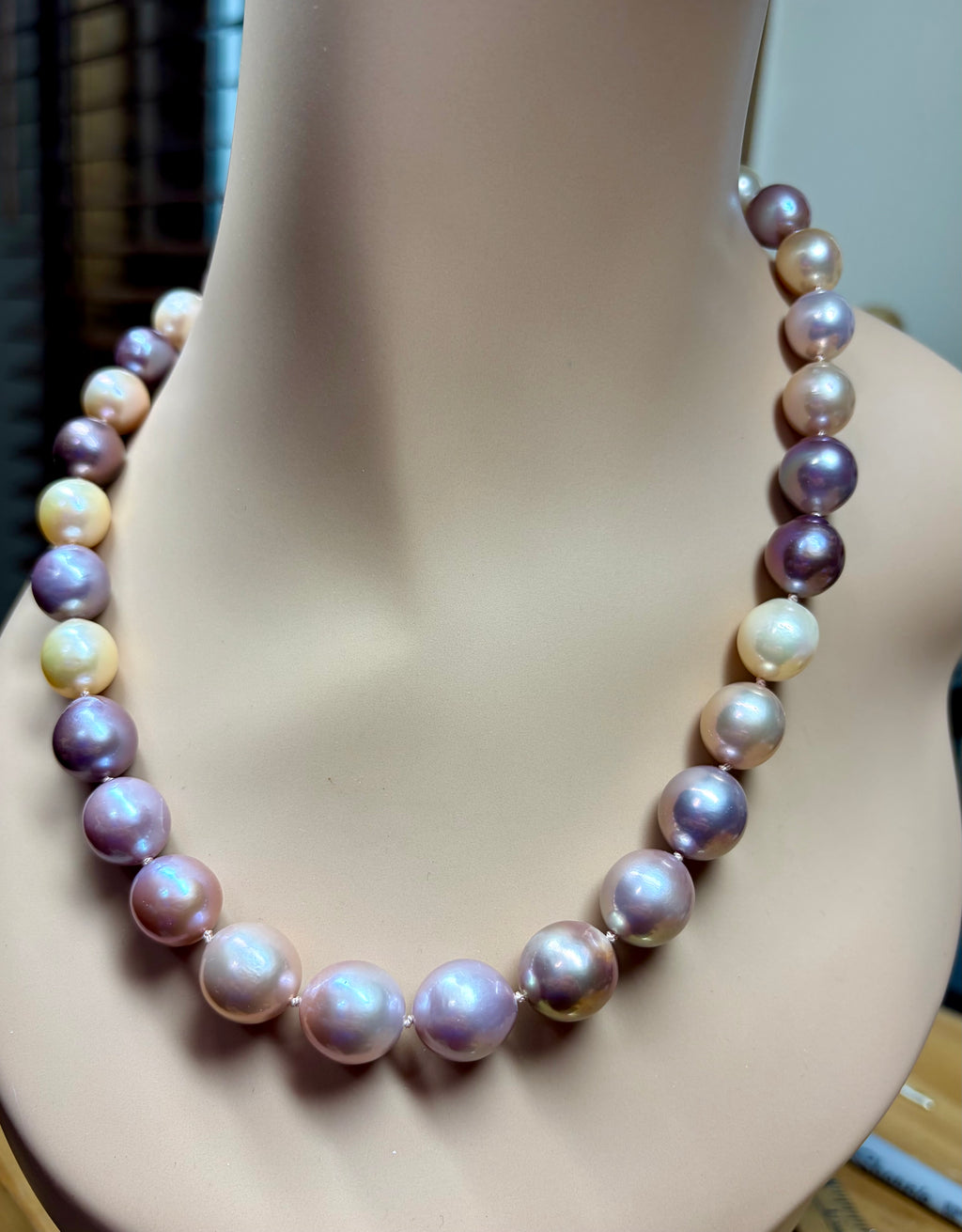 Edison Pearl Necklace: Boulder Opal Clasp, Multi Color Freshwater Pearls