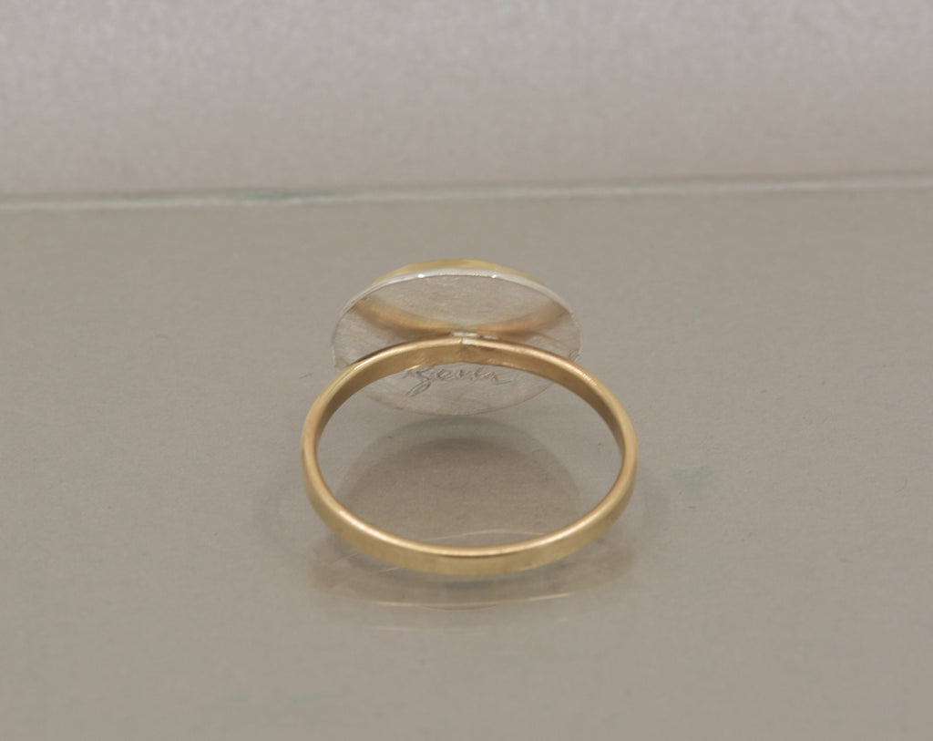 Citrine Textured Metal Ring in 18K Gold, Rose Cut Citrine, November birthstone