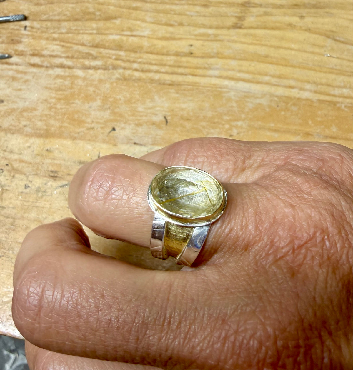 Rutilated Quartz Ring | 18K Gold & Silver | Zenia Lis Jewelry