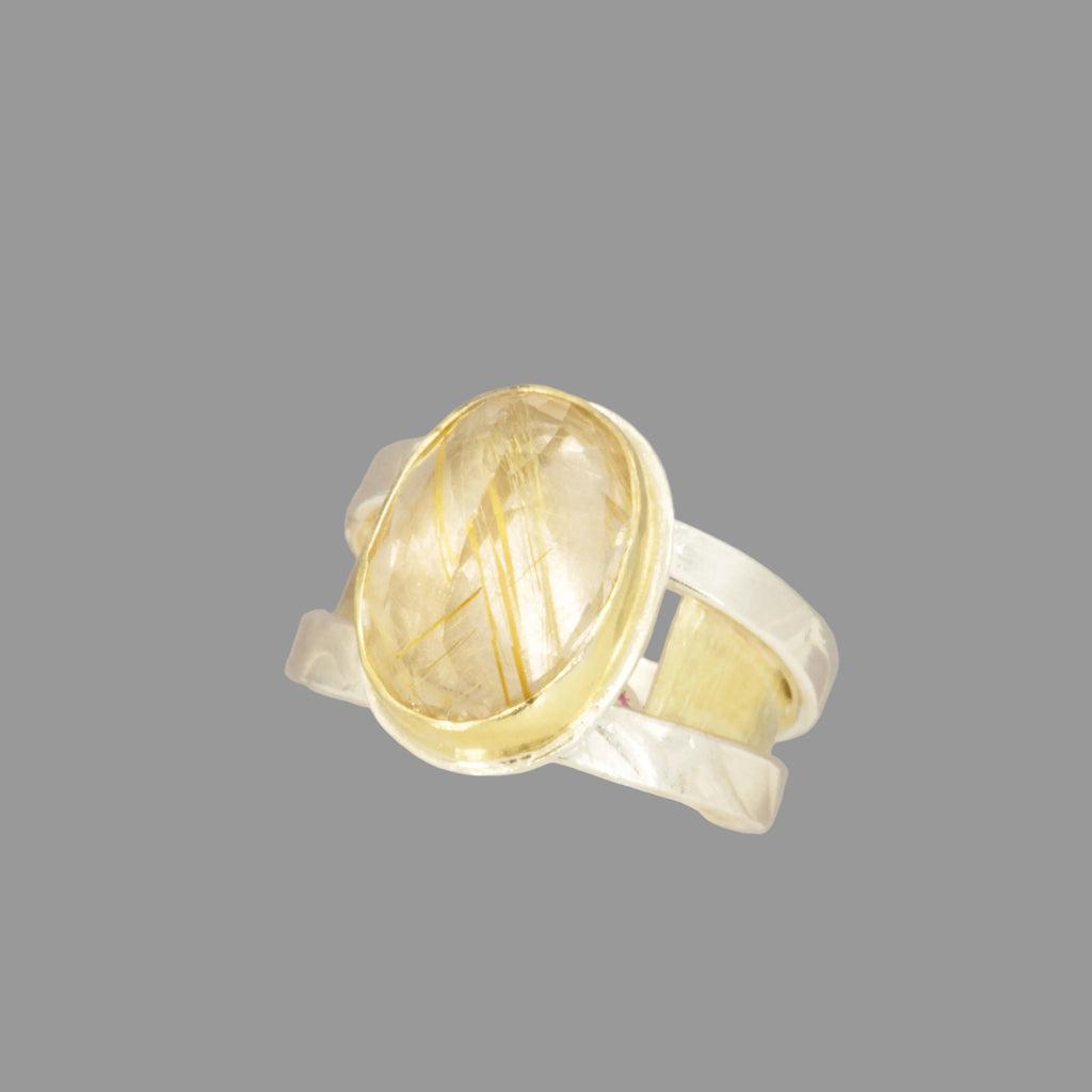 Rutilated Quartz Ring | 18K Gold & Silver | Zenia Lis Jewelry