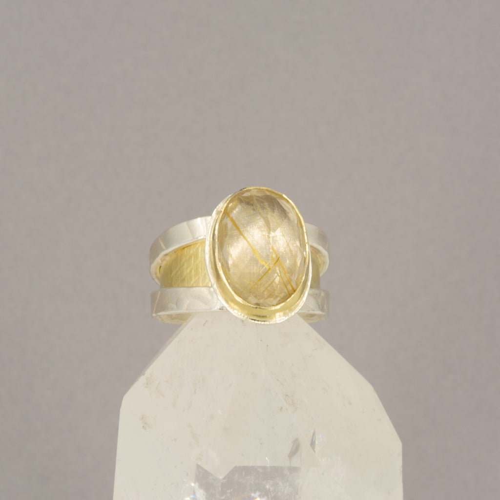 Rutilated Quartz Ring | 18K Gold & Silver | Zenia Lis Jewelry