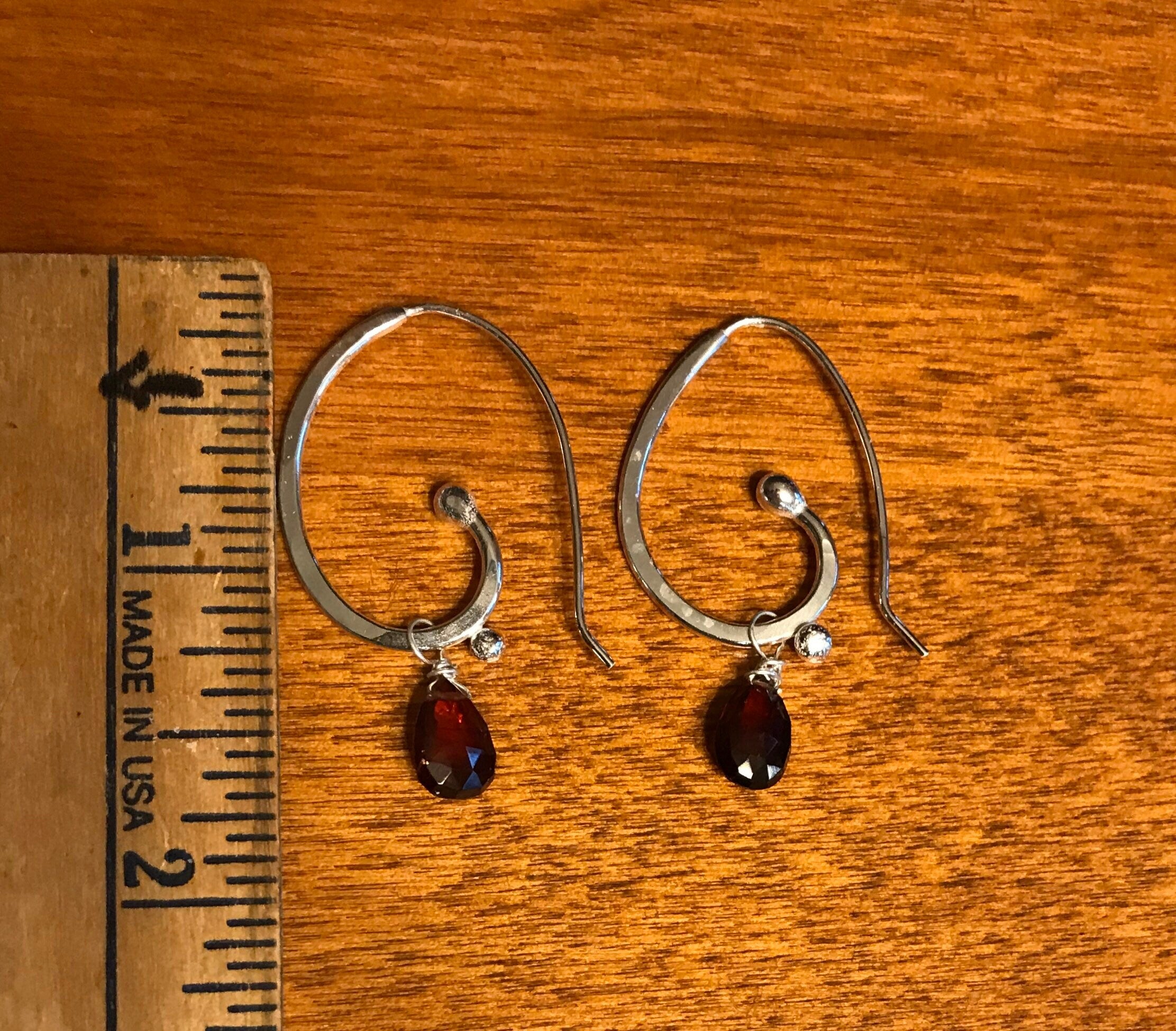 Sterling Silver Hoops with Stone Drop