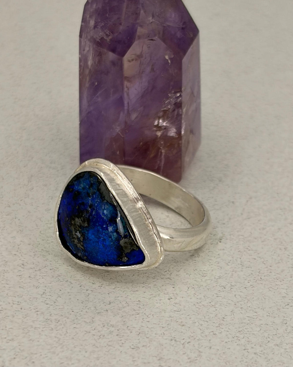 Boulder Opal Statement Ring, Royal Blue Sterling Silver, Size 8