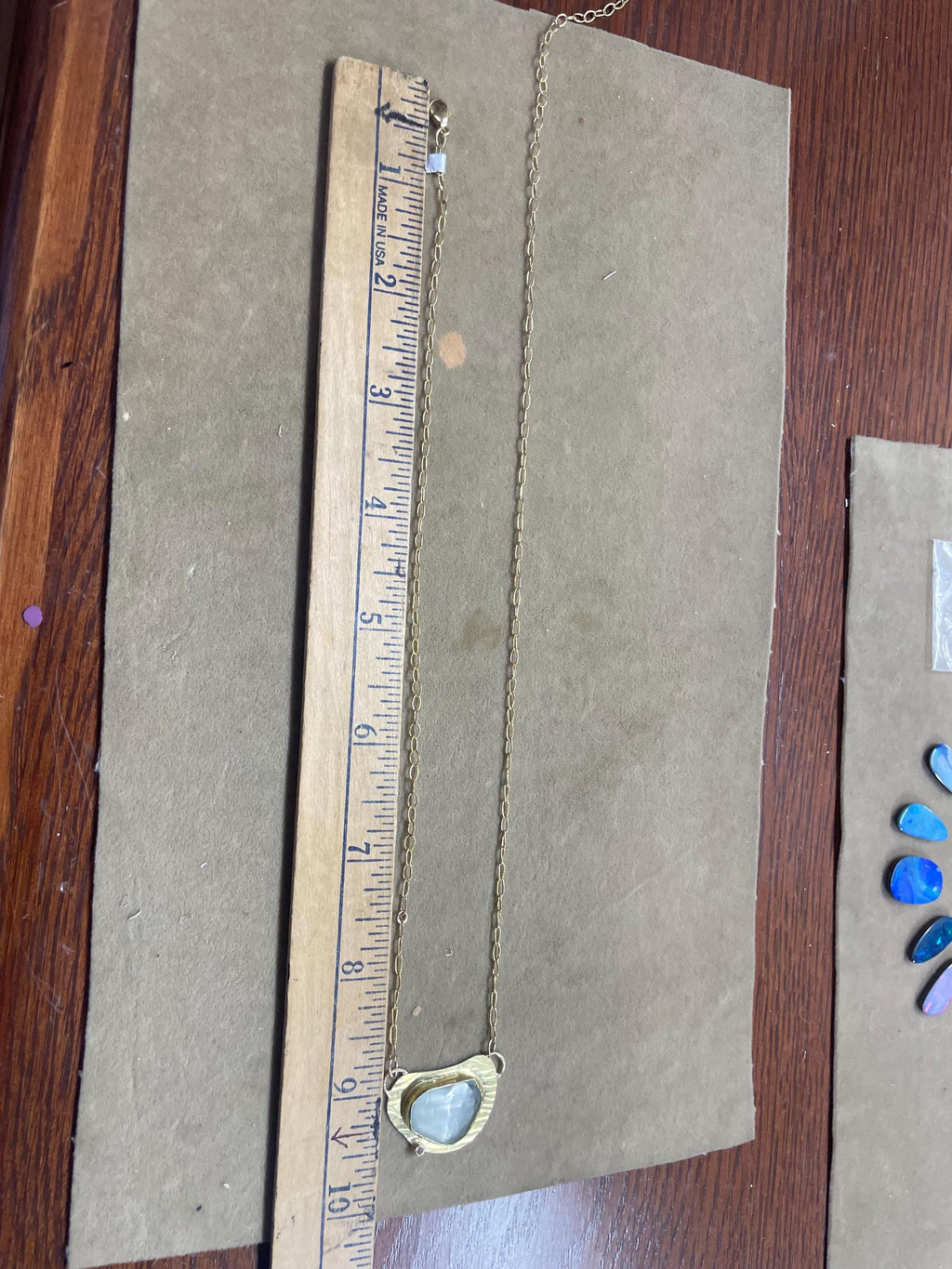 Aquamarine Necklace in Gold with Diamond, Textured Metal March Birthstone