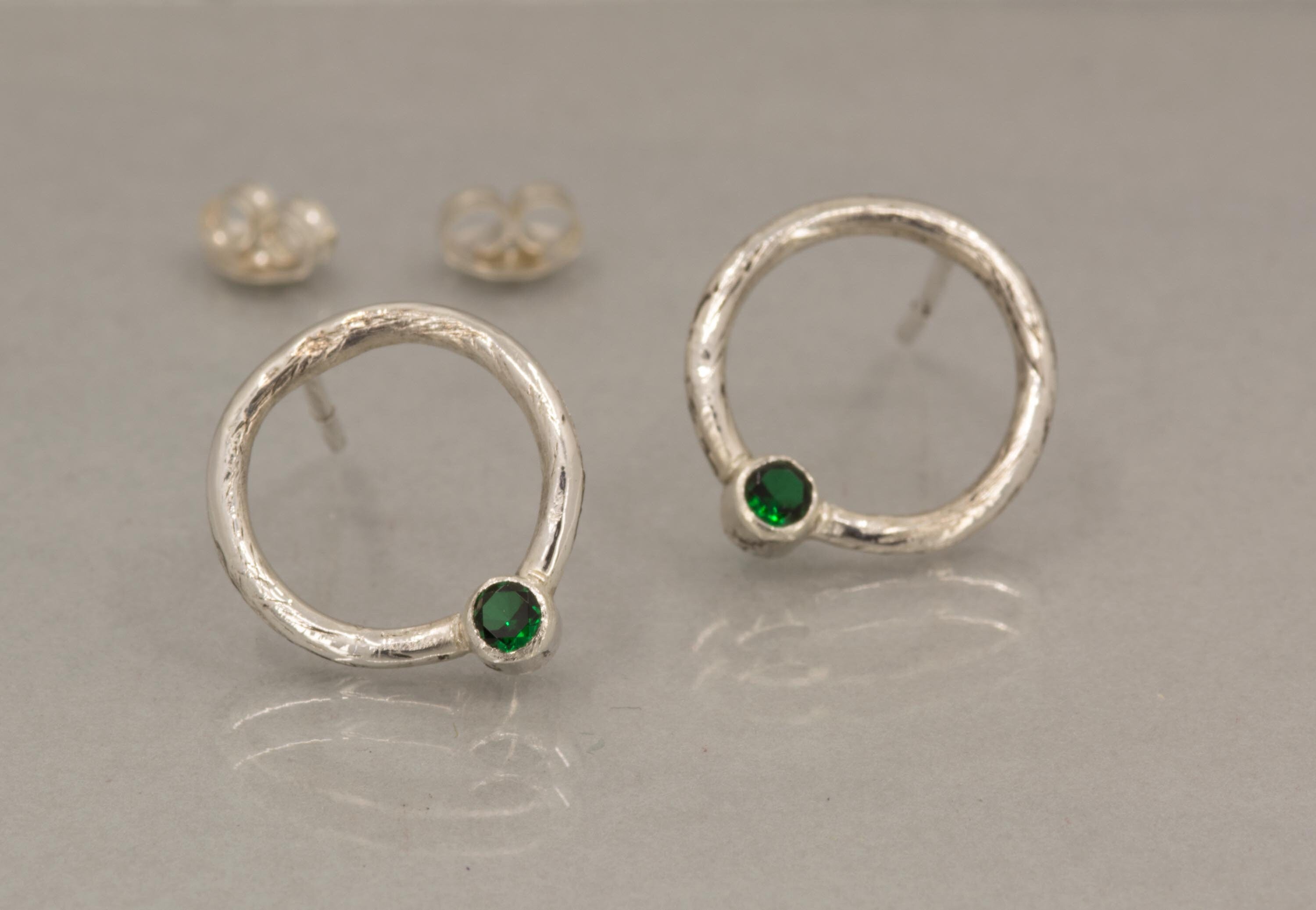 Birthstone Earrings in Sterling Silver, Handmade Post Earrings, Made to Order