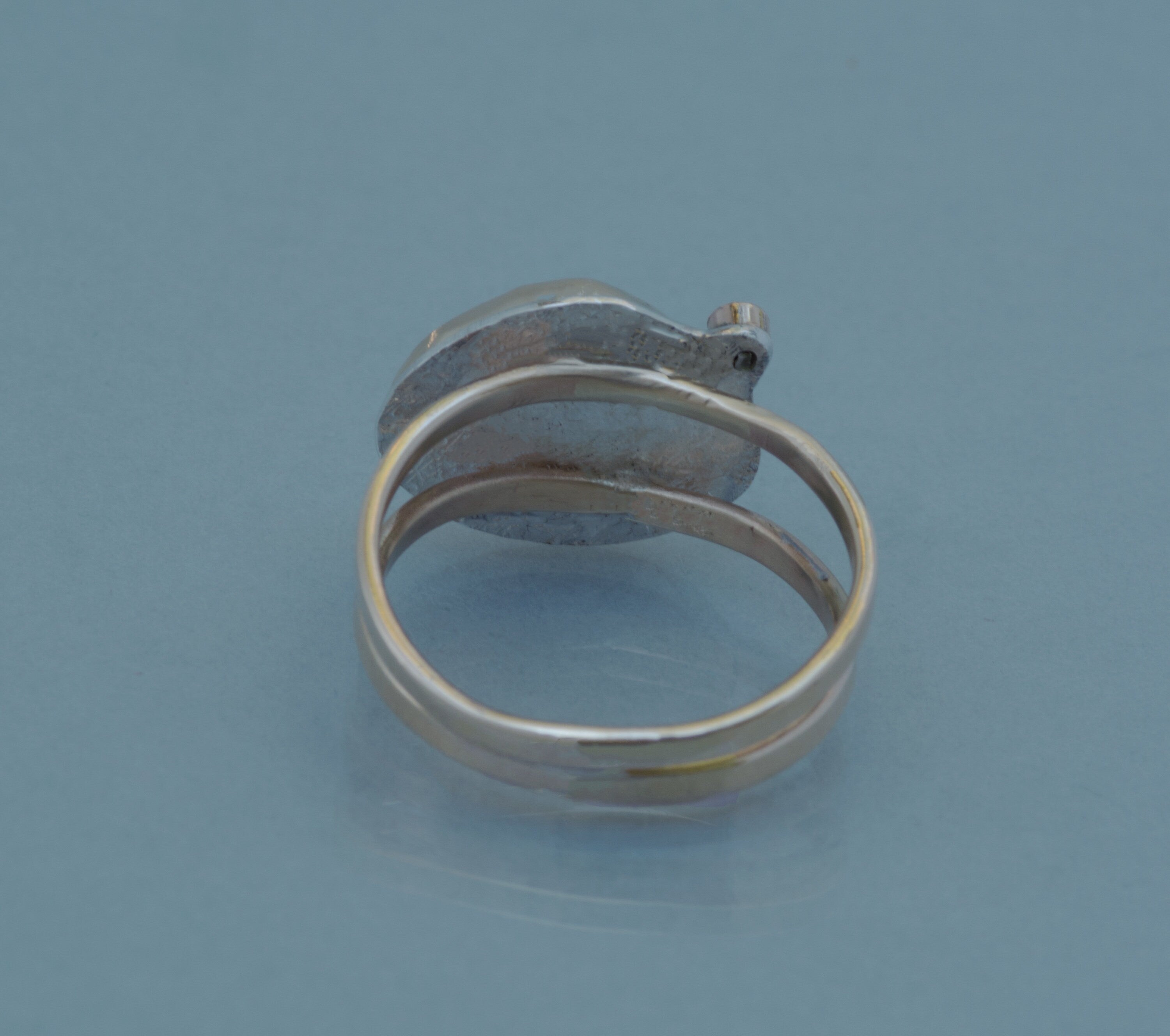 Rainbow Moonstone Diamond Cocktail Ring: 18K Gold, Argentium Silver, US Size 6.5