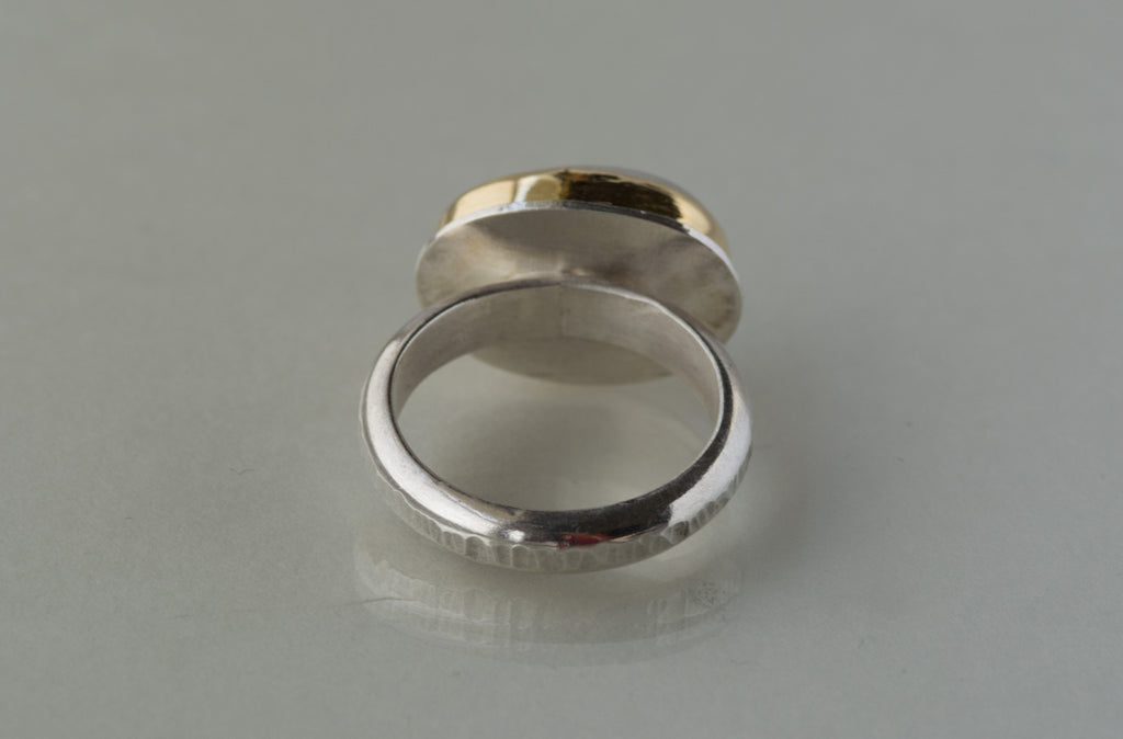 Rainbow Moonstone Cocktail Ring in Gold and Silver, US Size 9.5 Ring