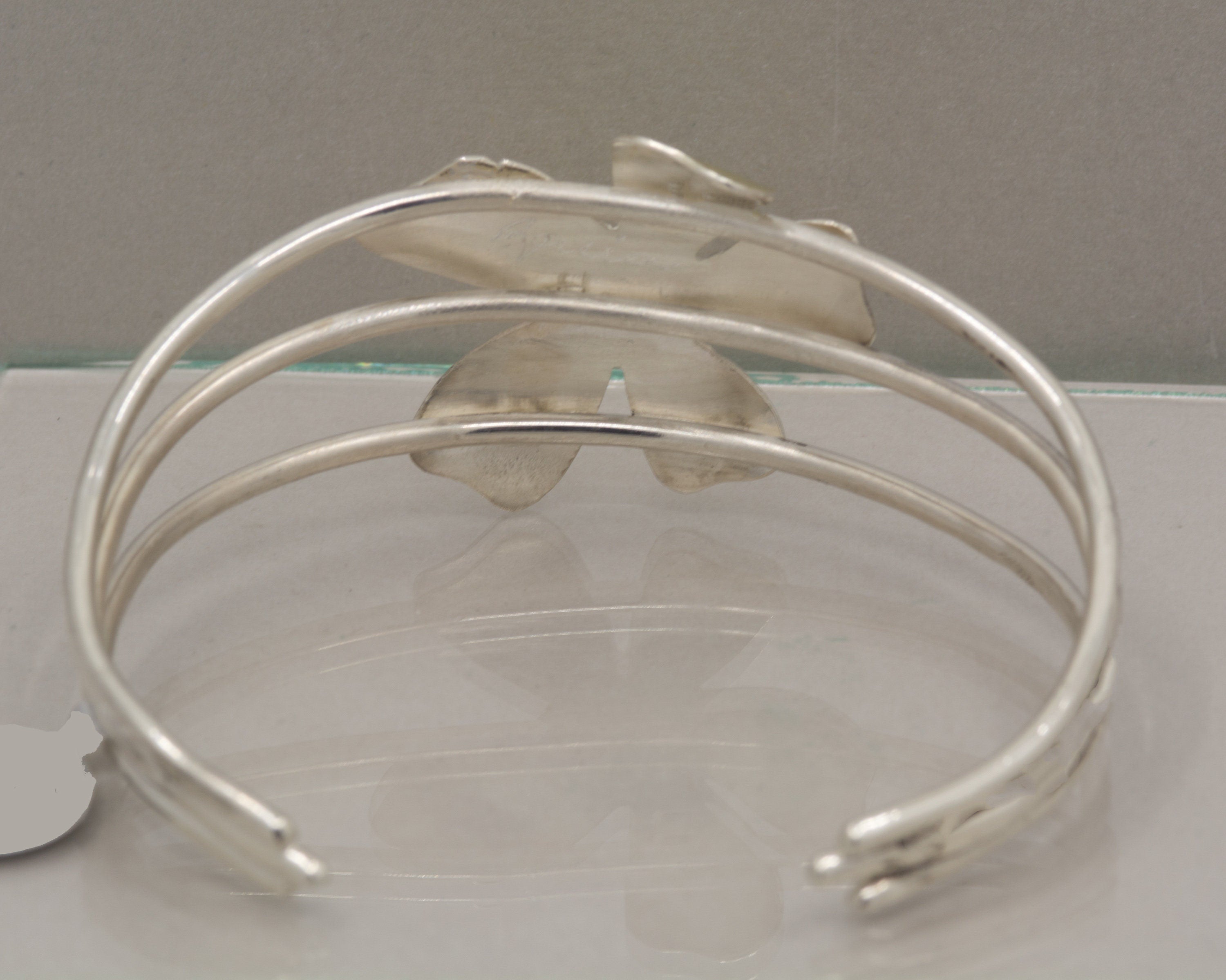 Floral Turquoise Cuff: 18K Gold Sterling Silver Bracelet