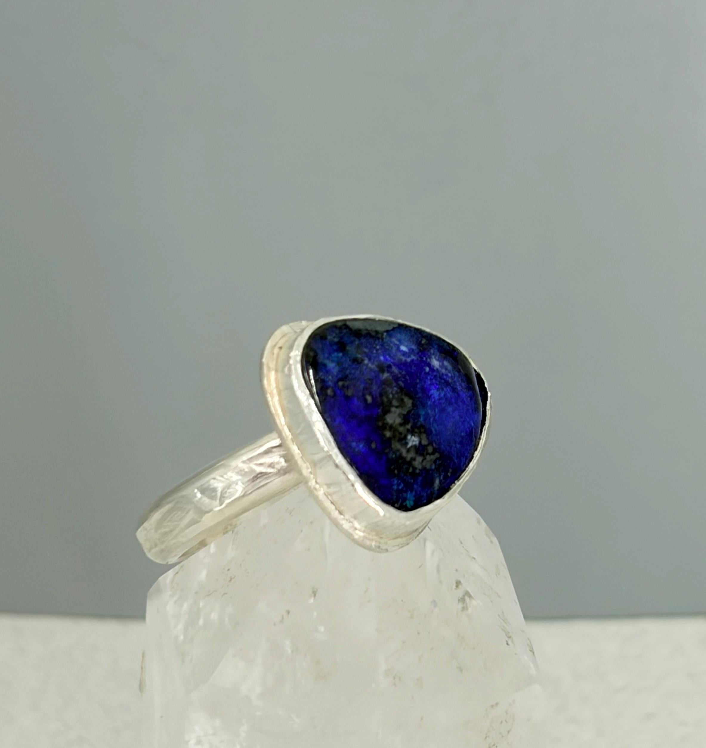 Boulder Opal Statement Ring, Royal Blue Sterling Silver, Size 8