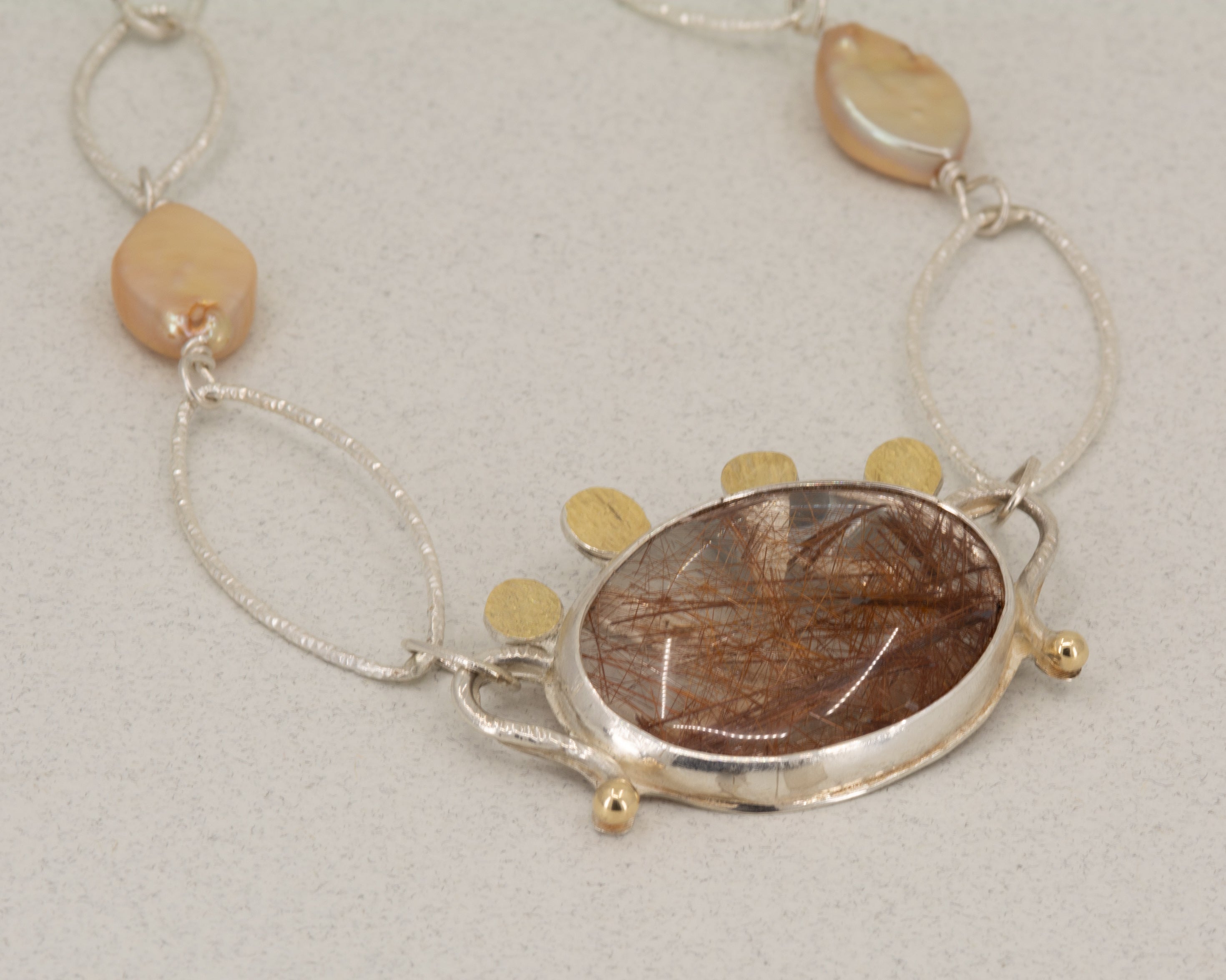 Rutilated Quartz & Sterling Silver Chain Link Necklace | Sterling Silver & 18K Gold | One of a Kind